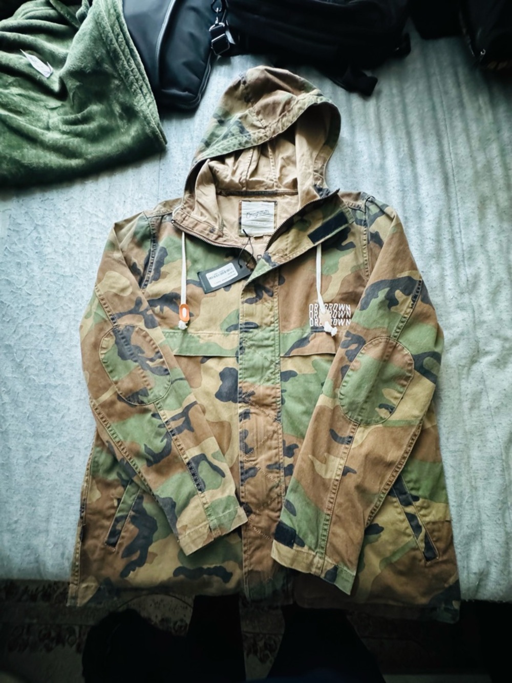 Military jacket Camouflage Hooded Anorak Jacket - Green/Brown Camo